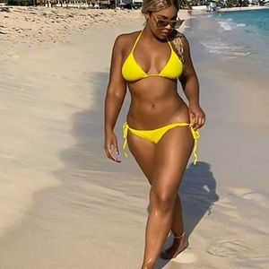 OP Yellow Adjustable Two Piece Sting Bikini NWOT sz L